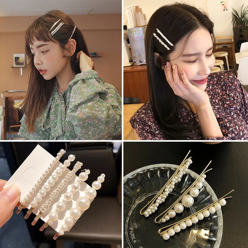 Elegant Korean Style Pearl Hairpin Straight Clip One Pin Hair Accessory